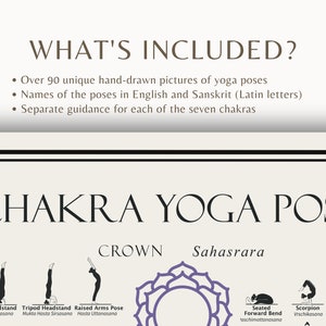 Chakra Yoga Poses Poster, schwarz goldfarbene Chakren mit Hatha und modernen Asanas, mit Sanskrit Namen und Chakra Anleitung, digitaler Download Bild 9