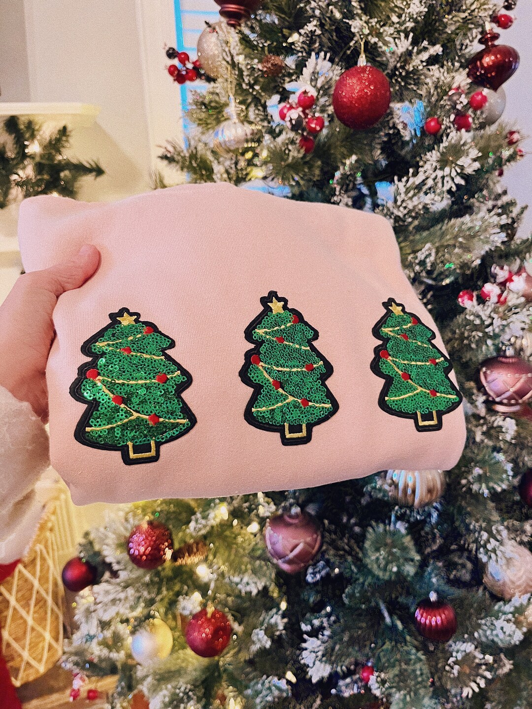 Christmas Tree Patch Christmas Sweatshirt Cozy Christmas Etsy