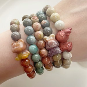 Natural Multicolored Alashan Agate Bracelets (Default fit 6.5inch/16.5mm, Size Customization Available), MT01