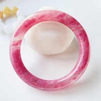 57.6mm Natural Icy Rhodonite Crystal Bangle | Cherry Plum Blossom ...