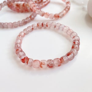 Nanhong Red Agate Bracelet (南红), Energy Stone, Bead Size 7.3x6.3mm, Fit up to 6.5inch, NH15