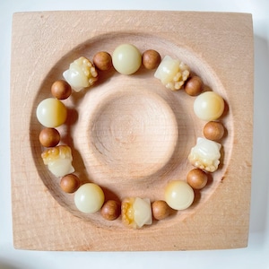Bodhi Tree Root/ Wooden Nine-tailed Fox Bracelet, Handmade, Default Fit for 6.5-7inch