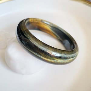60.4mm Natural Blue Tigerite Bangle, Blue Tiger Eye, Cat Eye