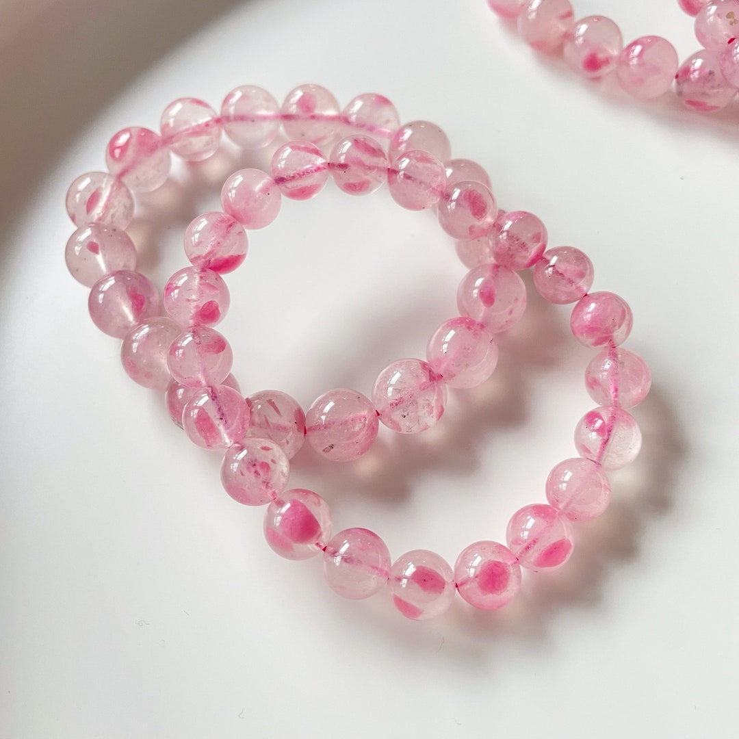 Gradeaa Natural Icy Rhodonite Bracelet, Sakura Rain Rhodonite - Etsy