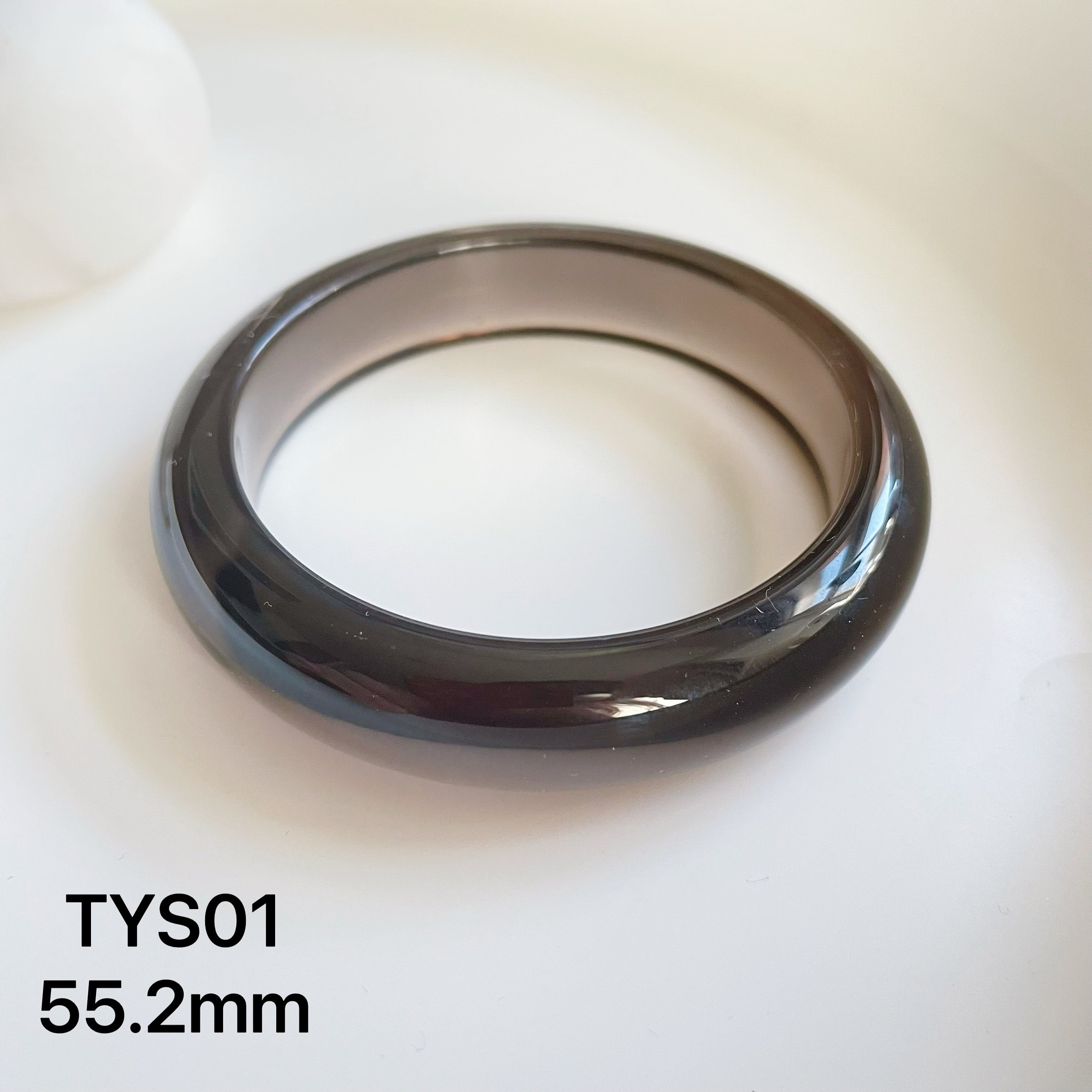 55mm Natural Clear/black Obsidian Bangle, Energy Stone