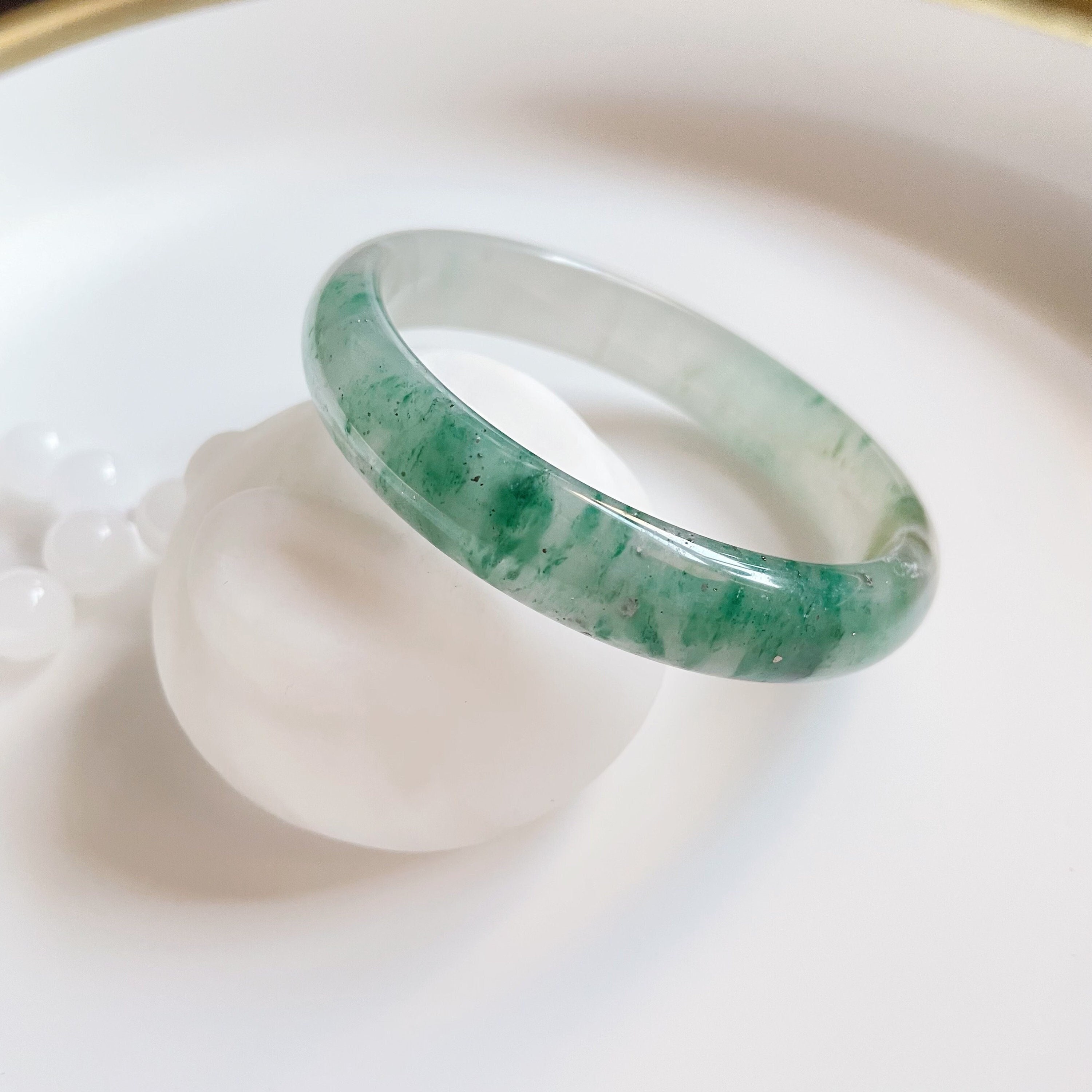 57.4mm Natural Quartzite Jade Bangle (Dulong Jade/独龙玉), Dupe of 