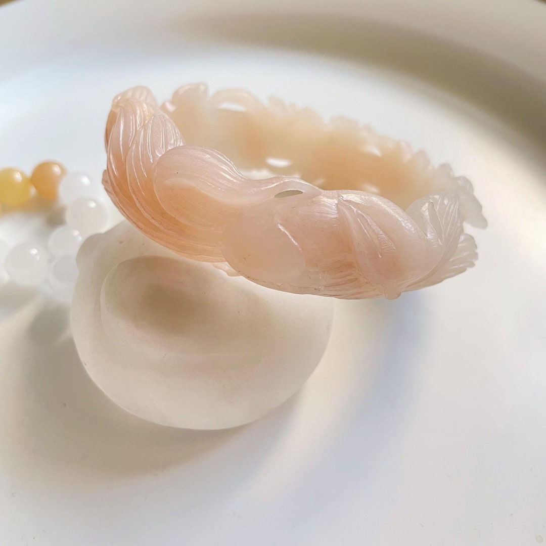 64mm Hand-sculpted Natural Quartzite Jade Bangle shetaicui/佘太翠, Nine ...
