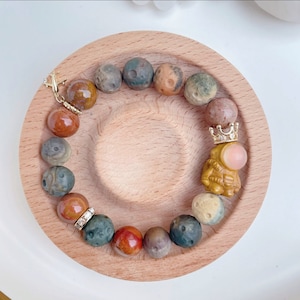 Natural Alashan Agate Bracelets, Astronaut/Spaceman & Meteorite (Size customization Available), FY01