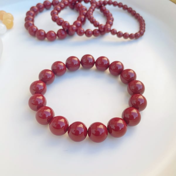 Red Cinnabar Bracelet, Vibrant Red (红砂)