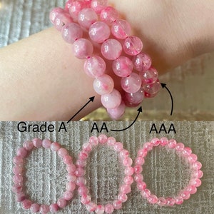 Gradeaa Natural Icy Rhodonite Bracelet, Sakura Rain Rhodonite - Etsy