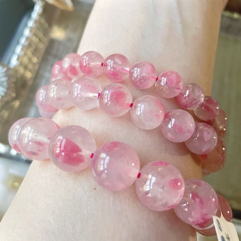 Gradeaa Natural Icy Rhodonite Bracelet, Sakura Rain Rhodonite - Etsy