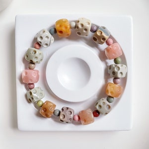 Natural Alashan Agate Bracelets, Cheese Beads (Fit 6.5inch)