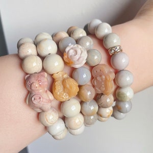 Natural Multicolored Alashan Agate Bracelets (Default fit 6.5-7inch, Size Customization Available), MT04