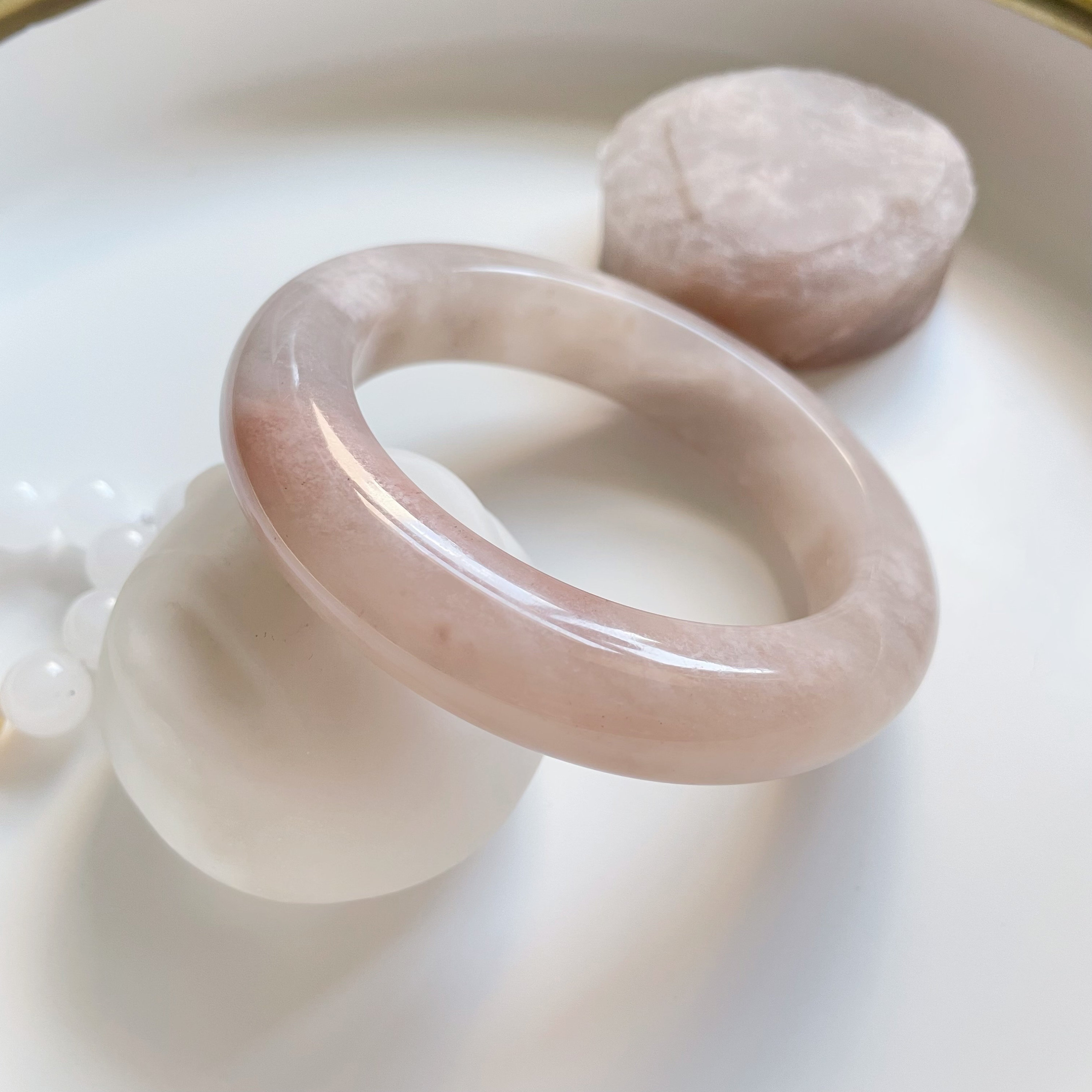 61mm Natural Pink Quartzite Jade Bangle SET (shetai Jade/shetaicui