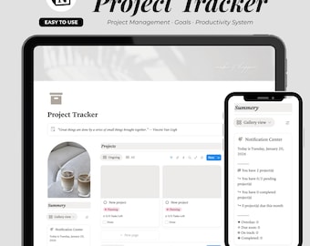 Notion Project Tracker Template | Life Areas, Goals & Productivity System
