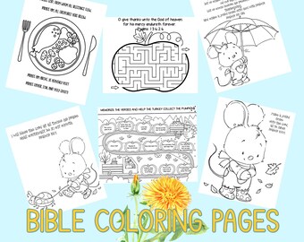 Thanksgiving Bundle | Set of Eight | Bible Activities and Coloring Pages | Kids | Bible Verses