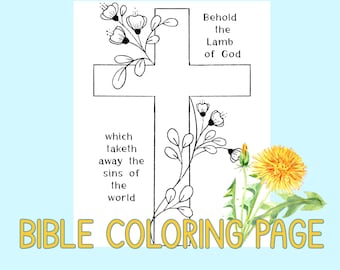 Bible Coloring Page | Verses | Kids | Teens | Adults |  Sunday School | Memory Work | Children's Church | Instant Download | Behold the Lamb