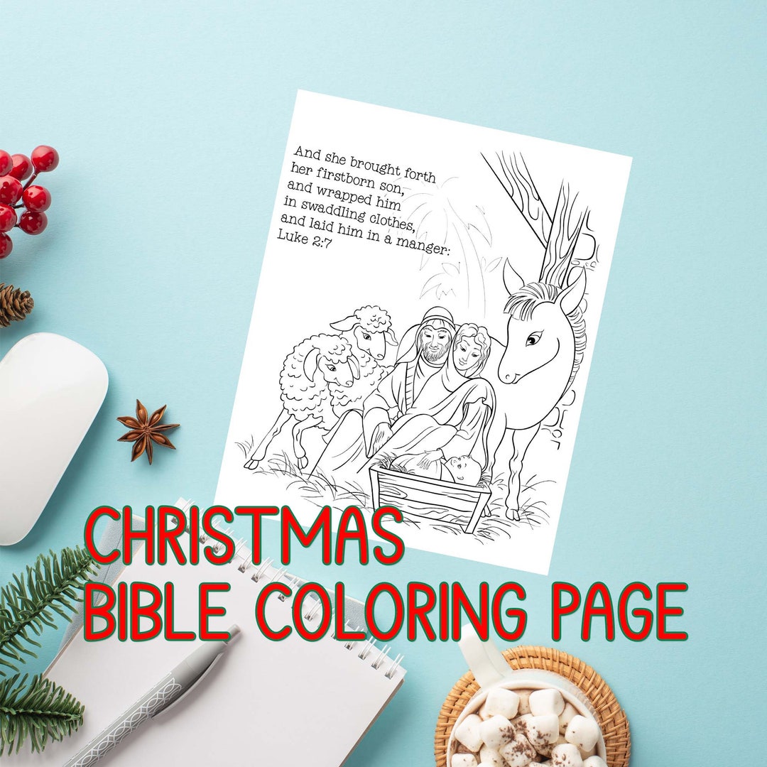 Christmas Bible Verse Coloring Page for Kids Teens and Adults - Etsy