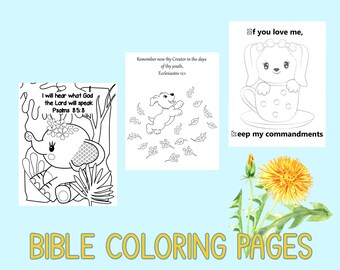 Set of Three | Bible Coloring Pages | Verses | Kids | Teens | Adults | Sunday School | Children's Church | Preschool | Instant Download