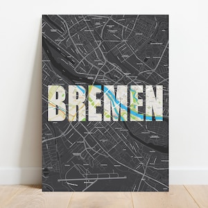 Bremen Map Poster DinA2 | City Map Image Black | Bremen street map | Bremen Image | Poster City Map Bremen | Bremen Map Print Black