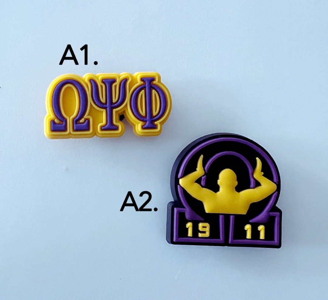Pack Of Omega Psi Phi Croc Charms Omegas Ts Ques Jibbitz Etsy