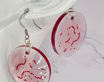 Streptococcus microscope slide earrings