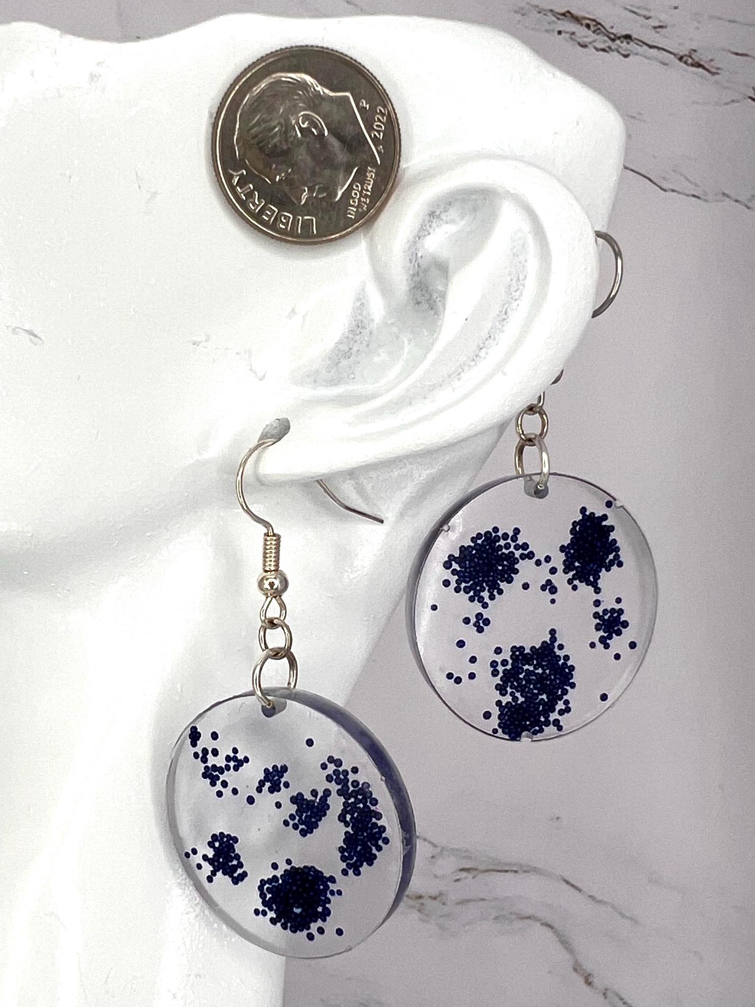 Staphylococcus microscope slide earrings