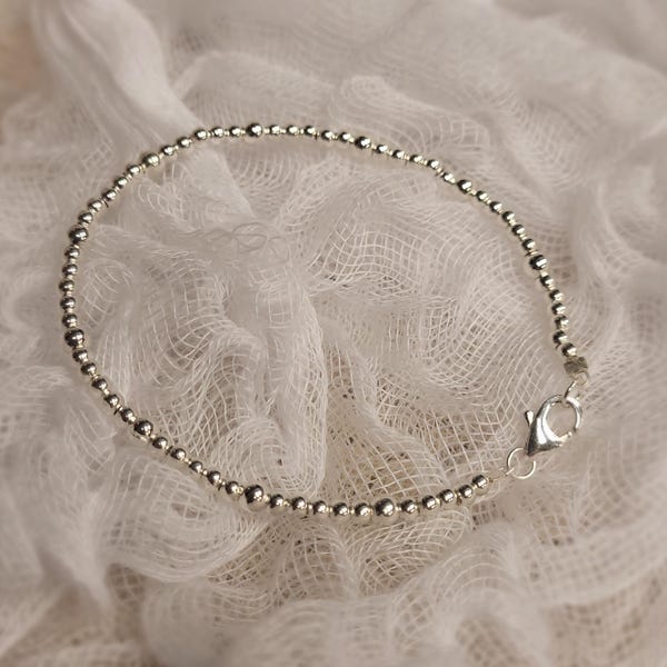 Dainty Sterling Silver Beaded Bracelet