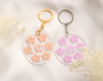 Keychain flower power | Gift keychain personalized | Keychain acrylic flower | Keychain | Christmas gift