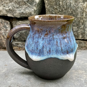 Handmade Ceramic Mug, Blue Mug, Brown Mug, Stoneware Mug, Wheel thrown Mug