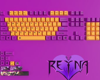 115 - reyna keycap, valorant keycap, purple keycap artisan, anime keycap, special pc pbt keycap set, oem keycap and designer keycap