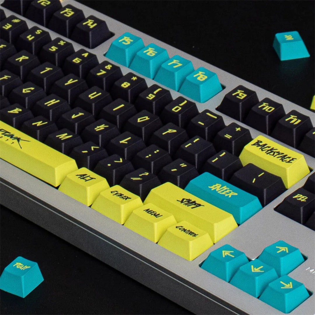 Yellow Keycaps Pbt Keycap Set Cyberpunk Tech Accessories Cute Keycap