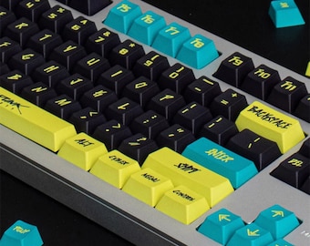 yellow keycaps | pbt keycap set  | cyberpunk | tech Accessories | cute keycap | custom keycaps | artisan keycap | cherry mx keycap | keycap