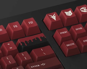 Dark Blood Keycap | Red and Black Keys | PBT Keycaps | Mechanical Keyboard | Gaming Keycaps | Gamer Accessories | Keycap Decor | keycap set