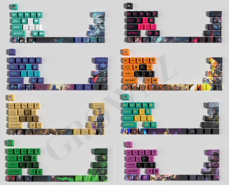 valorant keycap, cherry mx keycaps, Sage, Omen, Reyna, Raze, Viper, Killjoy, Fade, Jett, chamber, Gamer Gift, pbt artisan keycap image 1