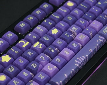 127 - artisan keycap purple, PBT Keycap Set, purple XDA keycap, designer keycap, mechanical keyboard keycaps, sublime, purple keycap set