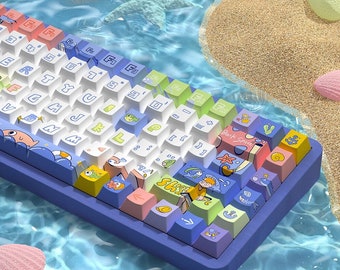 138 - ocean keycap | artisan keycap ocean | cartoon keycap for cherry mx keycap, cute keycap, vibrant pbt artisan gradient keycap set