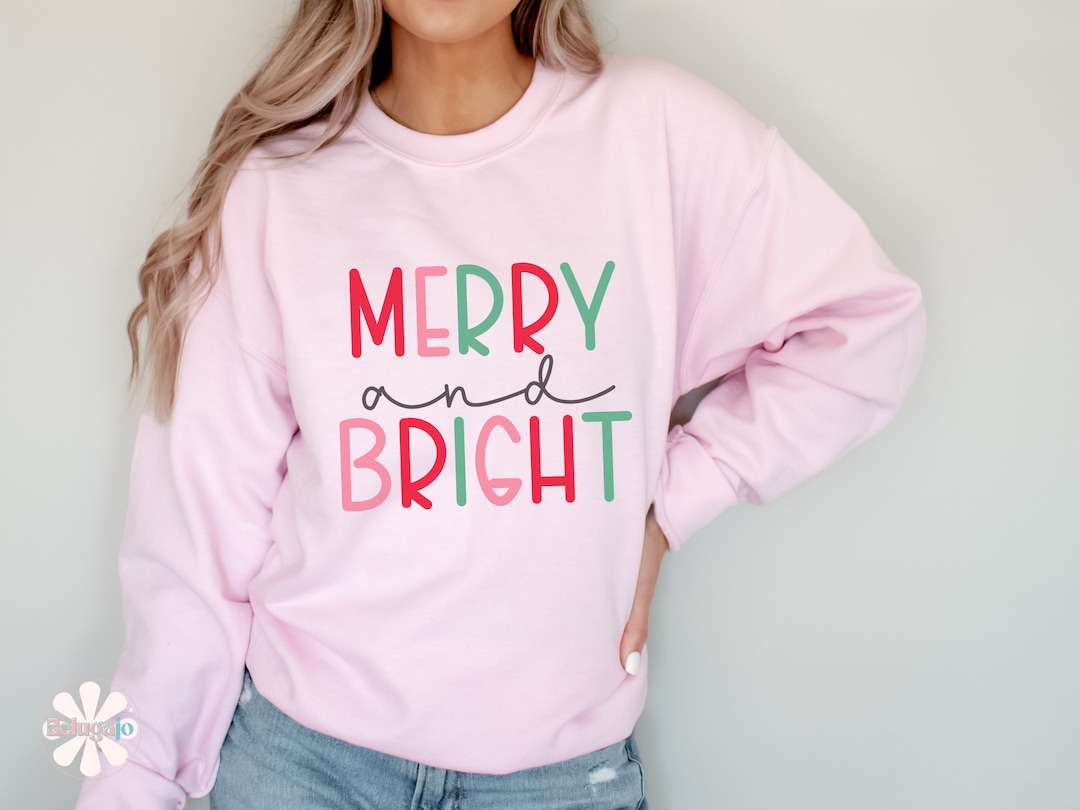 Pink Christmas Shirt, Merry Christmas Sweatshirt, Retro Christmas Shirt