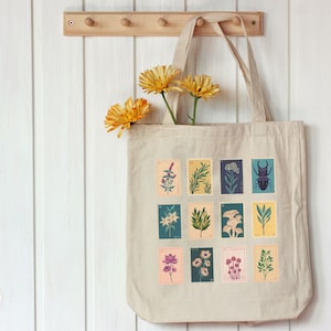 Cottagecore Tote Bag, Floral Tote Bag, Garden Lover Tote, Canvas Tote Bag, Spring Tote, Gift for Plant Lover