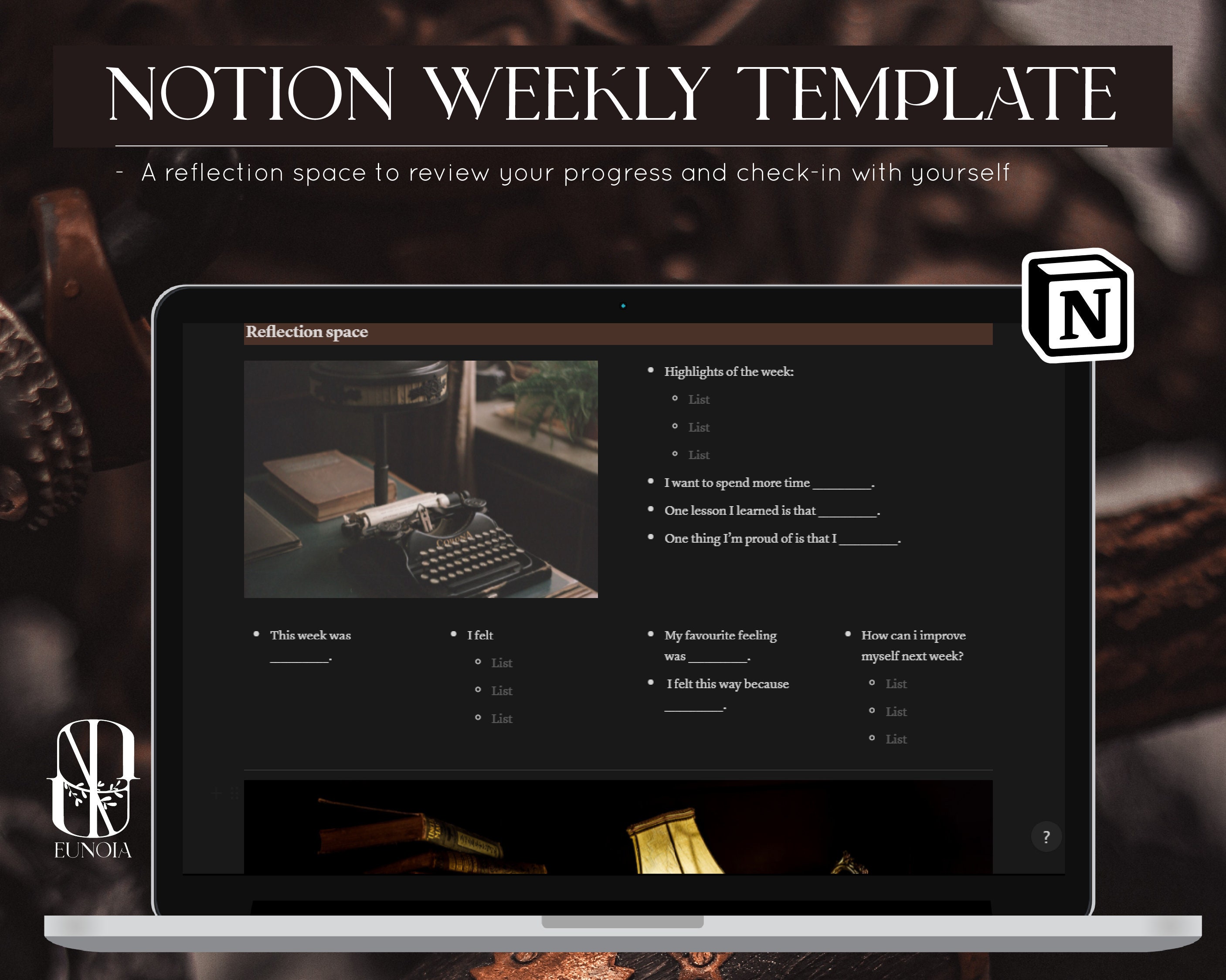 Notion Template Dark Academia Digital Planner Notion Weekly Planner ...