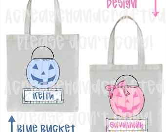 Personalized Halloween Tote Bag: Trick or Treat Candy Bucket