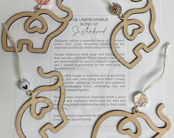 Elephant Ornament   Sisterhood Friendship Gift Birch Wood Ornament Meaningful Thoughtful
