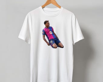 Lamine Yamal Barcelona T-Shirt: Hand-Drawn Illustration, 100% Cotton