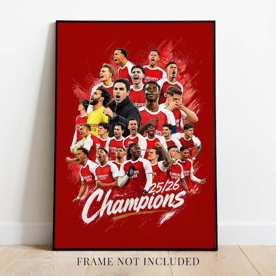 Arsenal 25/26 プレミアリーグ優勝記念　アートポスター A1版 Arsenal Champions 25/26 Poster Print: Football Wall Art Only - Etsy