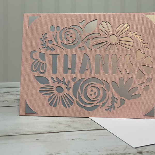 Thank you card | thanks | pink thank you card | thank you gift | thanks card | floral thank you card
