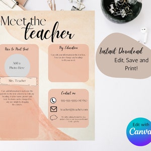 BOHO Meet the Teacher, Back to School, First Day of School, Open House, Modern Pink, Digital Download, Editable