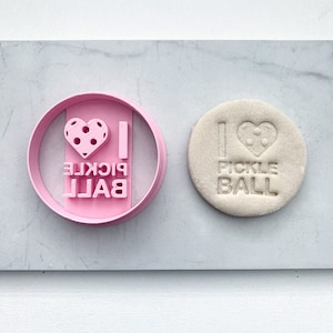 I Heart Pickleball Embossed Cookie Cutter