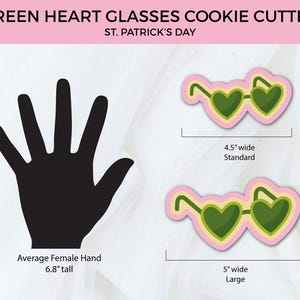 Green Heart Glasses Cookie Cutter - Saint Patrick&#39;s Day- 2 sizes