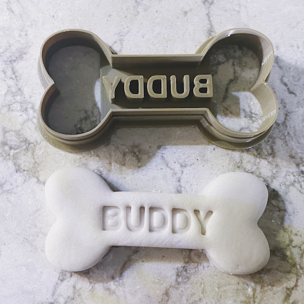 Dog Biscuit Cutter - Bone Shape with Custom Block Letter Name