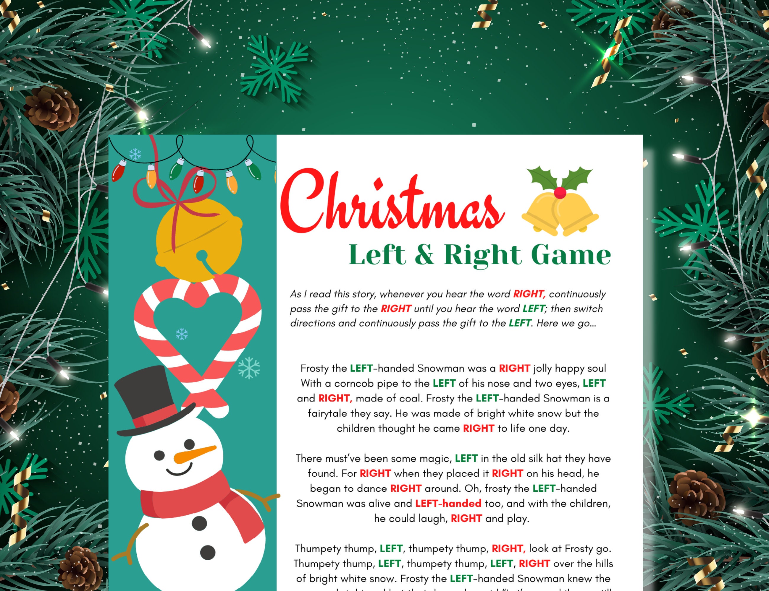 PRINTABLE Christmas Left Right Game Fun and Interactive Right Left Game PRINTABLE Christmas Left Right Game Fun and Interactive Right Left Game
